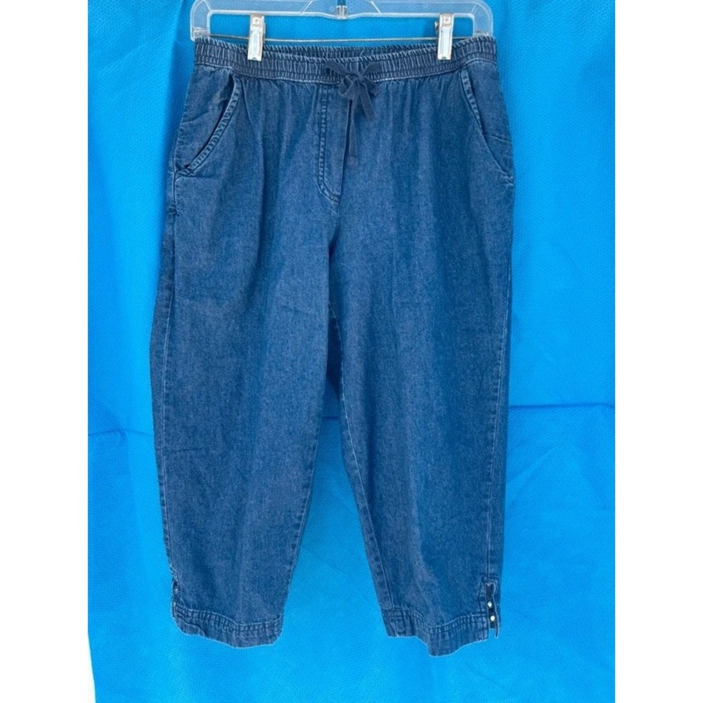 Croft & Barrow Blue Denim Capris Elastic Waist Size Small